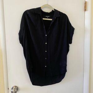 Madewell Women’s Oversized Black Button-down shirt lightweight loose fit small